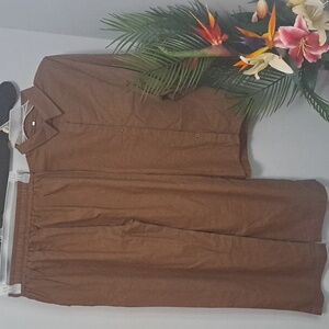 Chocolate Brown 2Pcs Cotton Set PTP:20" Inseam:26"